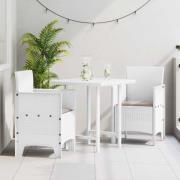vidaXL Trädgård Stol med kudde 2 pcs Vit 53 x 49 x 85 cm Polypropylen