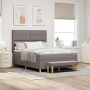 vidaXL Bäddfjäder med madrass med huvudgavel Taupe 140 x 200 cm tyg
