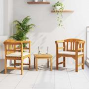 vidaXL Trädgårdsros loungeset med kudde 3 pcs Massivt Akaciaträ