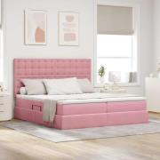 vidaXL Förvaringssäng med madrass med lagring Rosa 200 x 200 cm Sammet