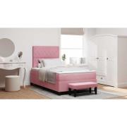 vidaXL Bäddfjäder med madrass med huvudgavel Rosa 120 x 200 cm Sammet