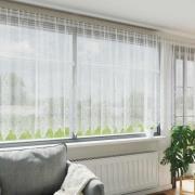 vidaXL Spetsgardin med gardiner Blommor Vit 140 x 1200 cm Polyester