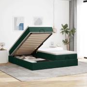 vidaXL Ottoman sängram med madrasser mörkgrön 200x200 cm sammet