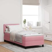 vidaXL Bäddfjäder med madrass med huvudgavel Rosa 80 x 200 cm Sammet
