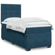 vidaXL Ramsäng med madrass blå 90x190 cm sammet