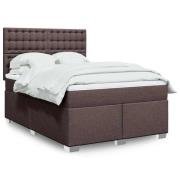 vidaXL Ramsäng med madrass mörkbrun 140x190 cm tyg