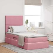 vidaXL Förvaringssäng med madrass med madrass Rosa 90 x 200 cm Sammet