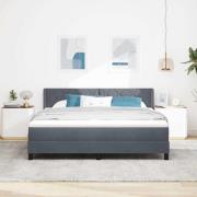 vidaXL Bäddfjäder med huvudgavel Mörkgrå 200 x 180 cm Sammet