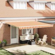 vidaXL Utfällbar markis med LED -remsljus Gul och Orange 450 × 300 cm