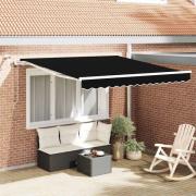 vidaXL Utfällbar markis Svart 300 x 250 cm Polyester och metall