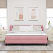 vidaXL Bäddfjäder med huvudgavel Rosa 200 x 180 cm Sammet