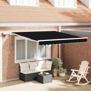 vidaXL Utfällbar markis Svart 350 x 250 cm Tyger och Stål