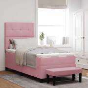 vidaXL Bäddfjäder med huvudgavel Rosa 200 x 90 cm Sammet