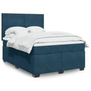 vidaXL Ramsäng med madrass blå 140x190 cm sammet