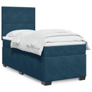 vidaXL Ramsäng med madrass blå 90x200 cm sammet