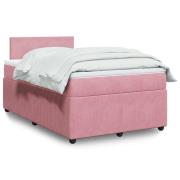 vidaXL Ramsäng med madrass rosa 120x190 cm sammet