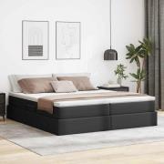 vidaXL Förvaringssäng med madrass Svart 200 x 200 cm Konstläder