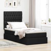 vidaXL Förvaringssäng med LED med madrass Svart 90 x 190 cm Polyester