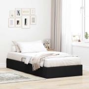 vidaXL Förvaringssäng med huvudgavel Svart 100 x 200 cm tyg