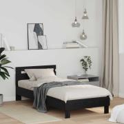 vidaXL Sängram med huvudgavel Svart Ek 98,5 x 200 cm Konstruerat trä