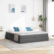 vidaXL Förvaringssäng med madrass Mörkgrå 200 x 200 cm Polyester