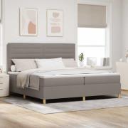 vidaXL LED Box Säng med madrass med huvudgavel Taupe 200 x 200 cm tyg