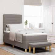 vidaXL Bäddfjäder med huvudgavel Taupe 200 x 90 cm tyg