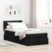 vidaXL Förvaringssäng med LED med madrass Svart 100 x 200 cm tyg