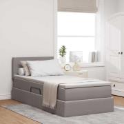 vidaXL Förvaringssäng med LED med madrass Taupe 90 x 200 cm tyg