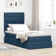vidaXL Förvaringssäng med LED med madrass Blå 100 x 200 cm Polyester