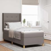 vidaXL Bäddfjäder med madrass med huvudgavel Taupe 90 x 200 cm tyg
