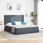 vidaXL Förvaringssäng med madrass Mörkgrå 180 x 200 cm Sammet