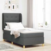 vidaXL Bäddfjäder med madrass med huvudgavel Mörkgrå 200 x 80 cm tyg