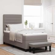 vidaXL Bäddfjäder med huvudgavel Taupe 90 x 200 cm tyg