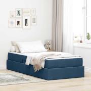 vidaXL Förvaringssäng med madrass Blå 90 x 200 cm Polyester
