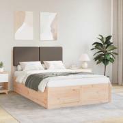 vidaXL Sängram med Klädd Huvudgavel Taupe 120 x 190 cm Massiv furu