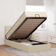 vidaXL Ottomansk säng med madrass och LED-lampor gräddvit 90x200 cm