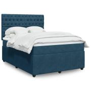 vidaXL Ramsäng med madrass blå 140x190 cm sammet