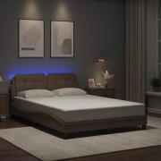 vidaXL Bed Frame with LED without Mattress "Zadar" Cappuccino 140x200 ...