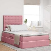 vidaXL Förvaringssäng med madrass med madrass Rosa 120 x 200 cm Sammet
