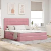 vidaXL Förvaringssäng med madrass med madrass Rosa 180 x 200 cm Sammet