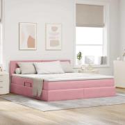 vidaXL Förvaringssäng med madrass med lagring Rosa 180 x 200 cm Sammet