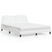 vidaXL Bed with Mattress "Zadar" White 160x200 cm Faux Leather
