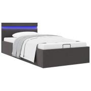 vidaXL Sängram med hydraulisk förvaring och LED mörkgrå tyg 100x200 cm