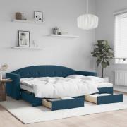 vidaXL Dagbädd utdragbar med lådor blå 80x200 cm sammet