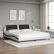 vidaXL Bed Frame without Mattress "Zadar" White and Black 200x200 cm F...