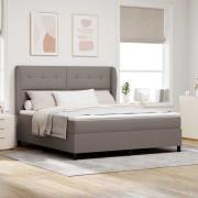 vidaXL Bäddfjäder med madrass med huvudgavel Taupe 180 x 200 cm tyg