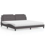 vidaXL Bed with Mattress "Zadar" Grey 200x200 cm Faux Leather