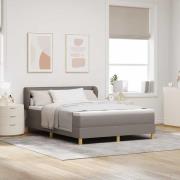 vidaXL Bäddfjäder med madrass med huvudgavel Taupe 160 x 200 cm tyg