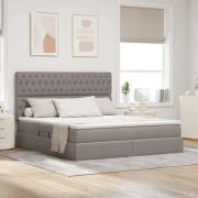 vidaXL Förvaringssäng med madrass Taupe 180 x 200 cm Polyester